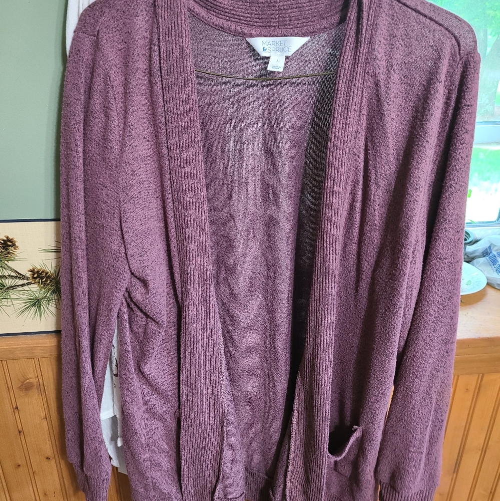 Heather Brushed Knit Two Pocket Cardian